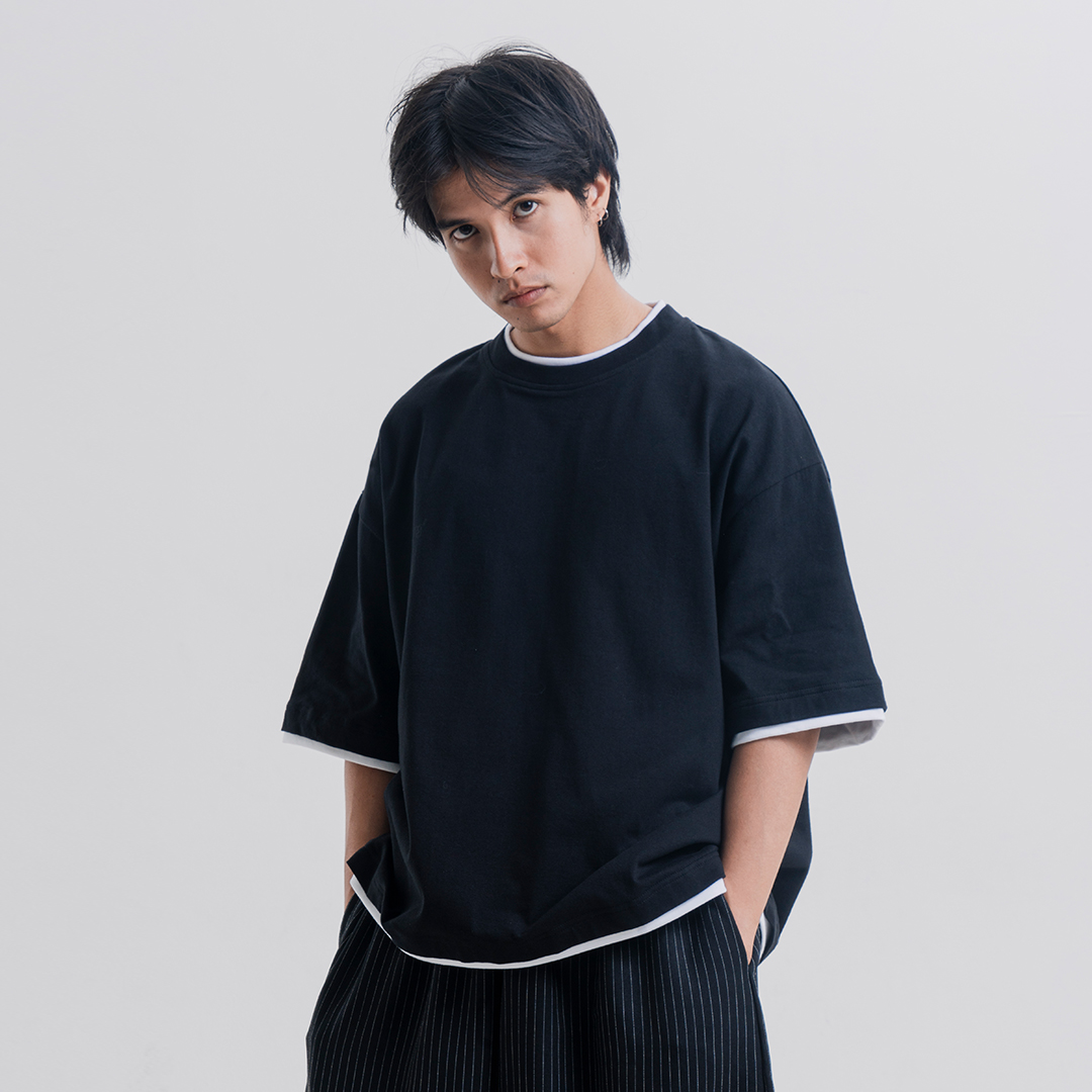 Tshirt Double Rib Oversized Black - Coste - Kaos Double RIB Oversized Hitam - Image 2