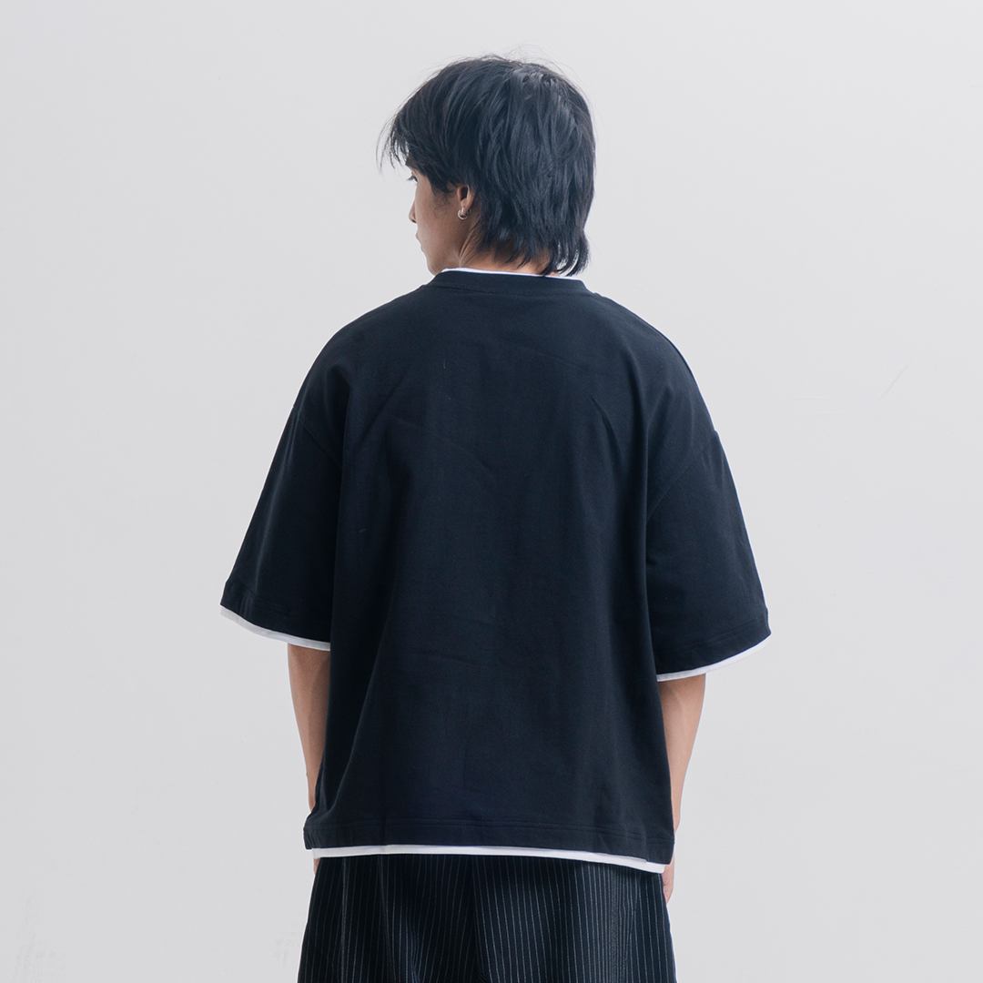 Tshirt Double Rib Oversized Black - Coste - Kaos Double RIB Oversized Hitam - Image 3
