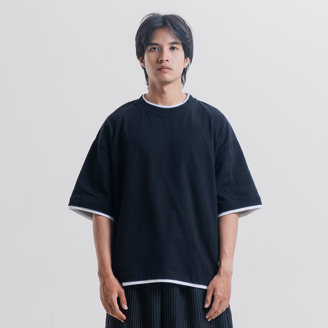 Tshirt Double Rib Oversized Black - Coste - Kaos Double RIB Oversized Hitam