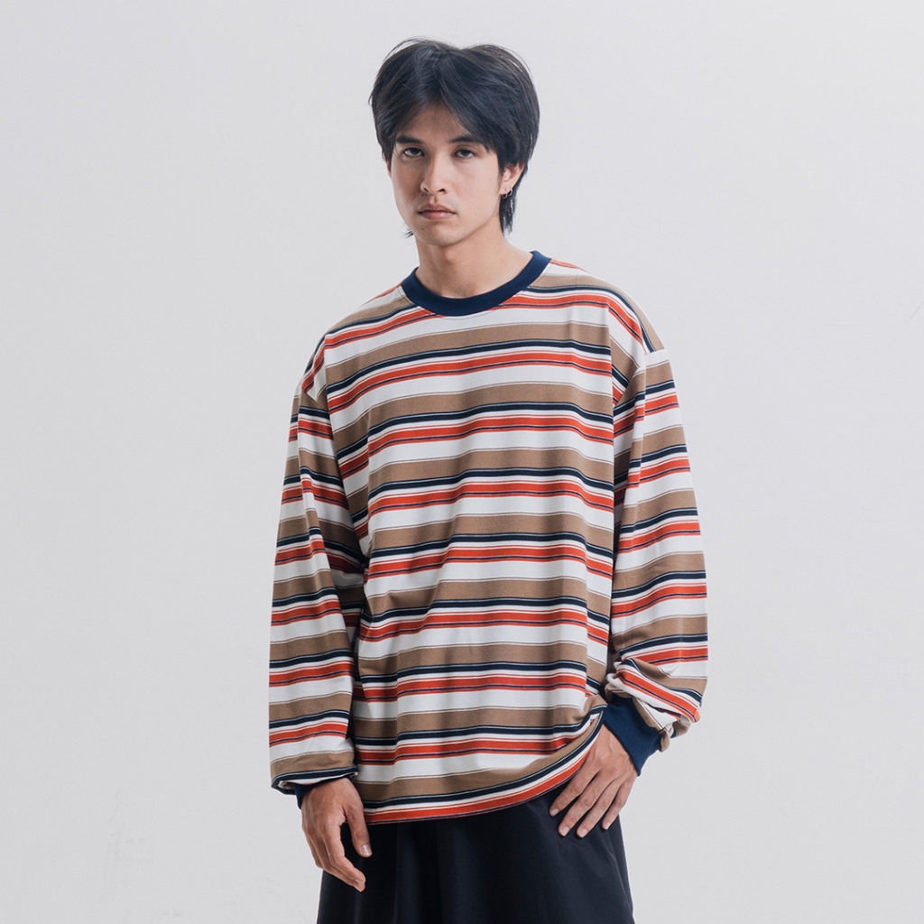 Tshirt Longsleeve Stripped - Head LS - Kaos Motif Garis Lengan Panjang