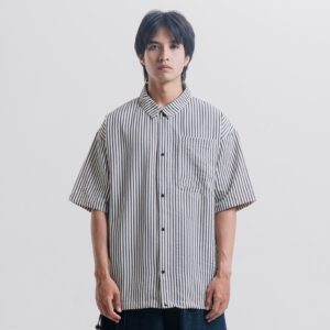 Shirt Oversized Stripped Crinckle - Toki - Elatedforhim
