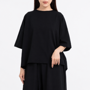 Atasan Wanita Basic dengan Zipper Hitam dan Putih - Euno - Basic Tops With Zipper Black and White