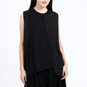 Atasan Wanita Hitam Polkadot Sleeveless Asymmetric - Slowday - Elatedbyher