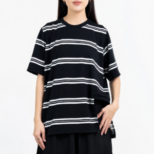 Stripped Top Black - Shiro Line - T-shirt Motif Garis - Elated by Her