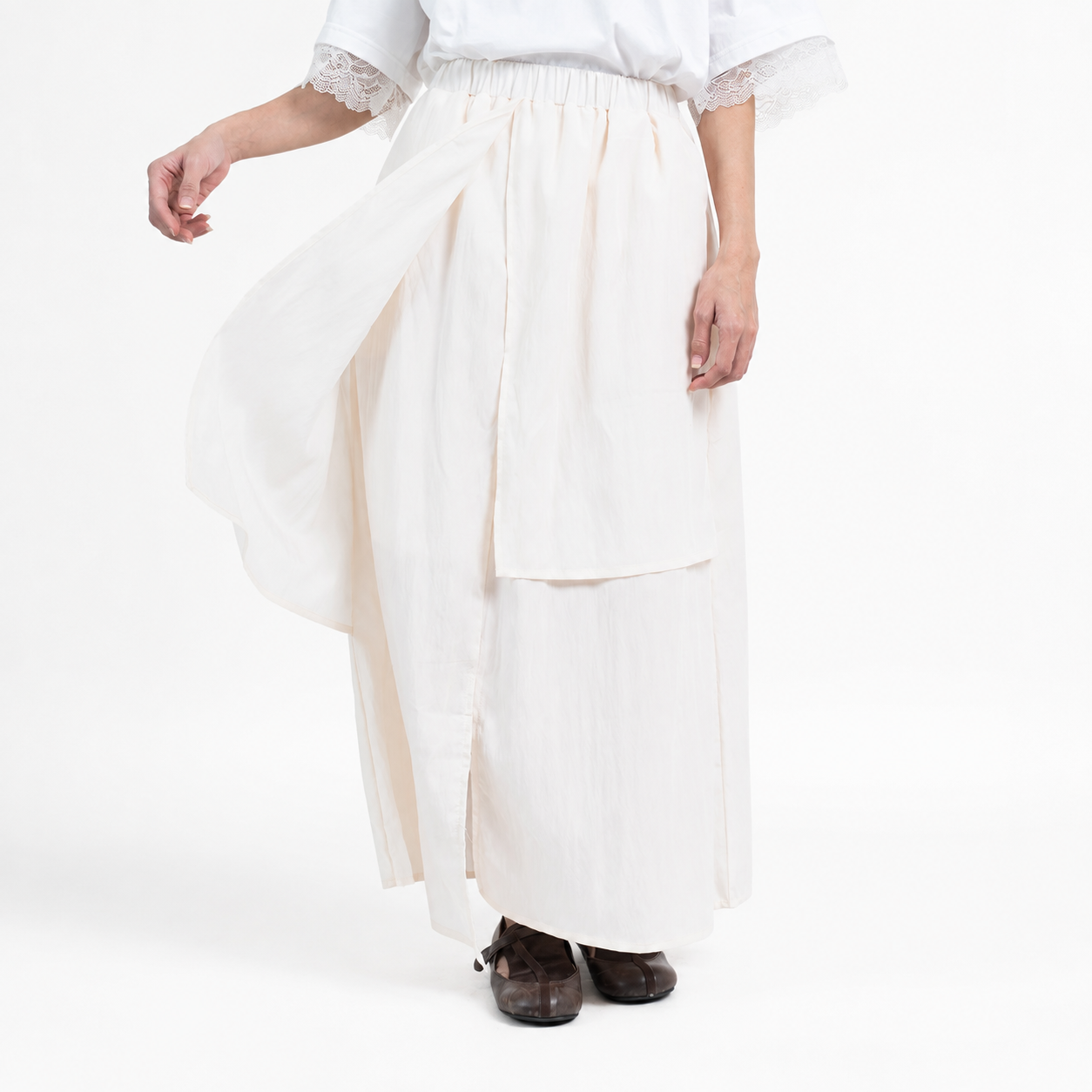 Off White Layered Skirt - Mugi - Rok Layer Off White - Elated by Her