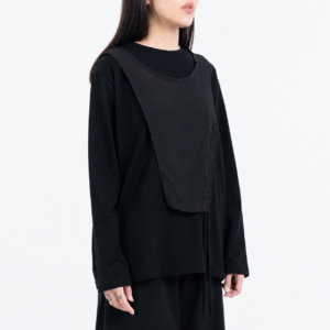 Alternative view of Atasan Layer katun Asimetris Lengan Panjang Hitam - Hitaru - Long Sleeve Top Assymetric Black