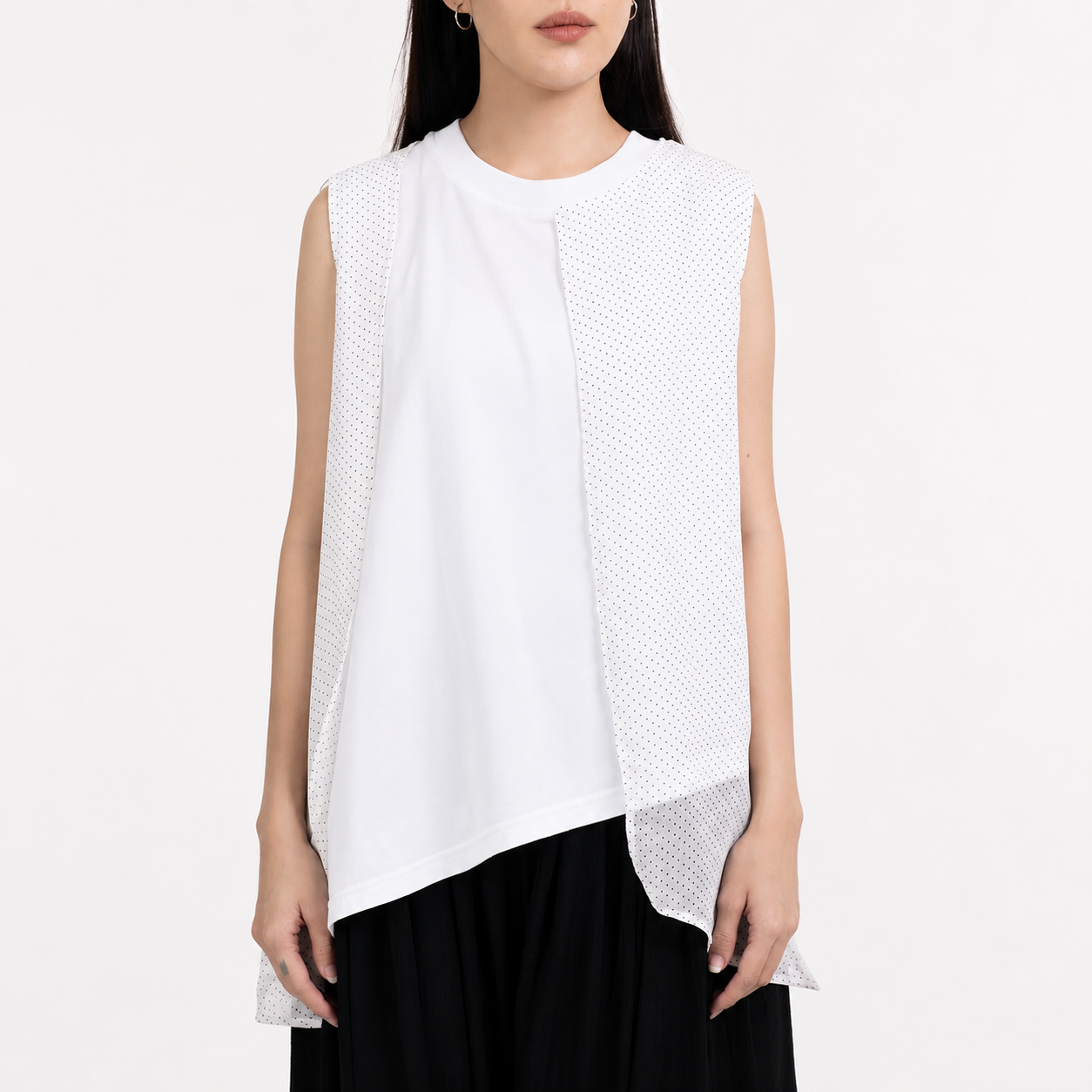 Atasan Wanita Hitam Polkadot Sleeveless Asymmetric - Slowday - Elatedbyher - Image 6