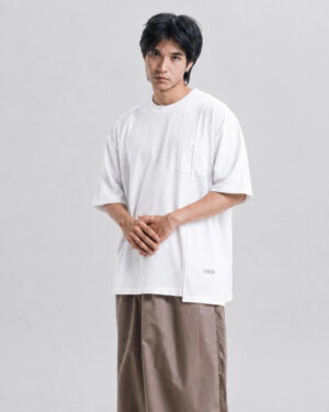 Alternative view of Tshirt Pocket Oversized White - Cut Off - Kaos Saku Oversized Putih